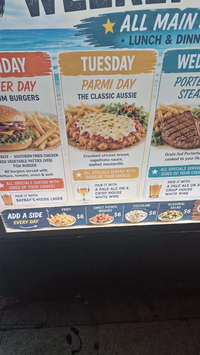 Menu, Bay Bay's on Scarborough