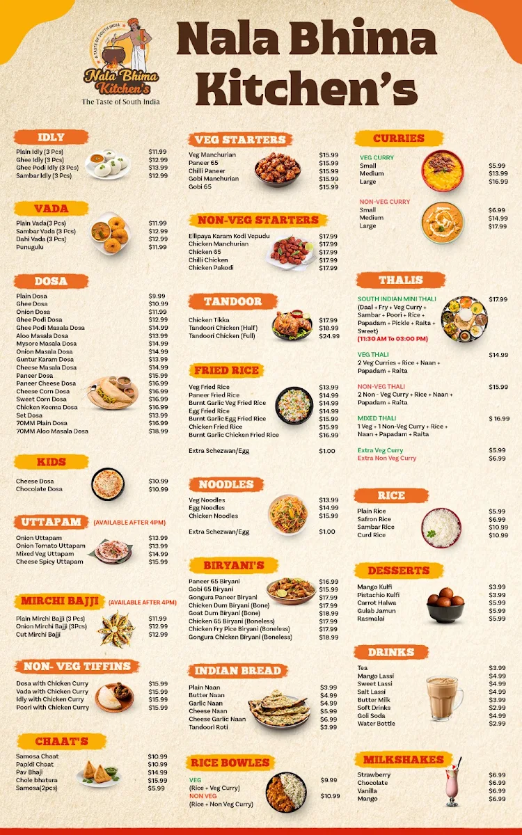 Menu, Nala Bhima Kitchen’s CBD