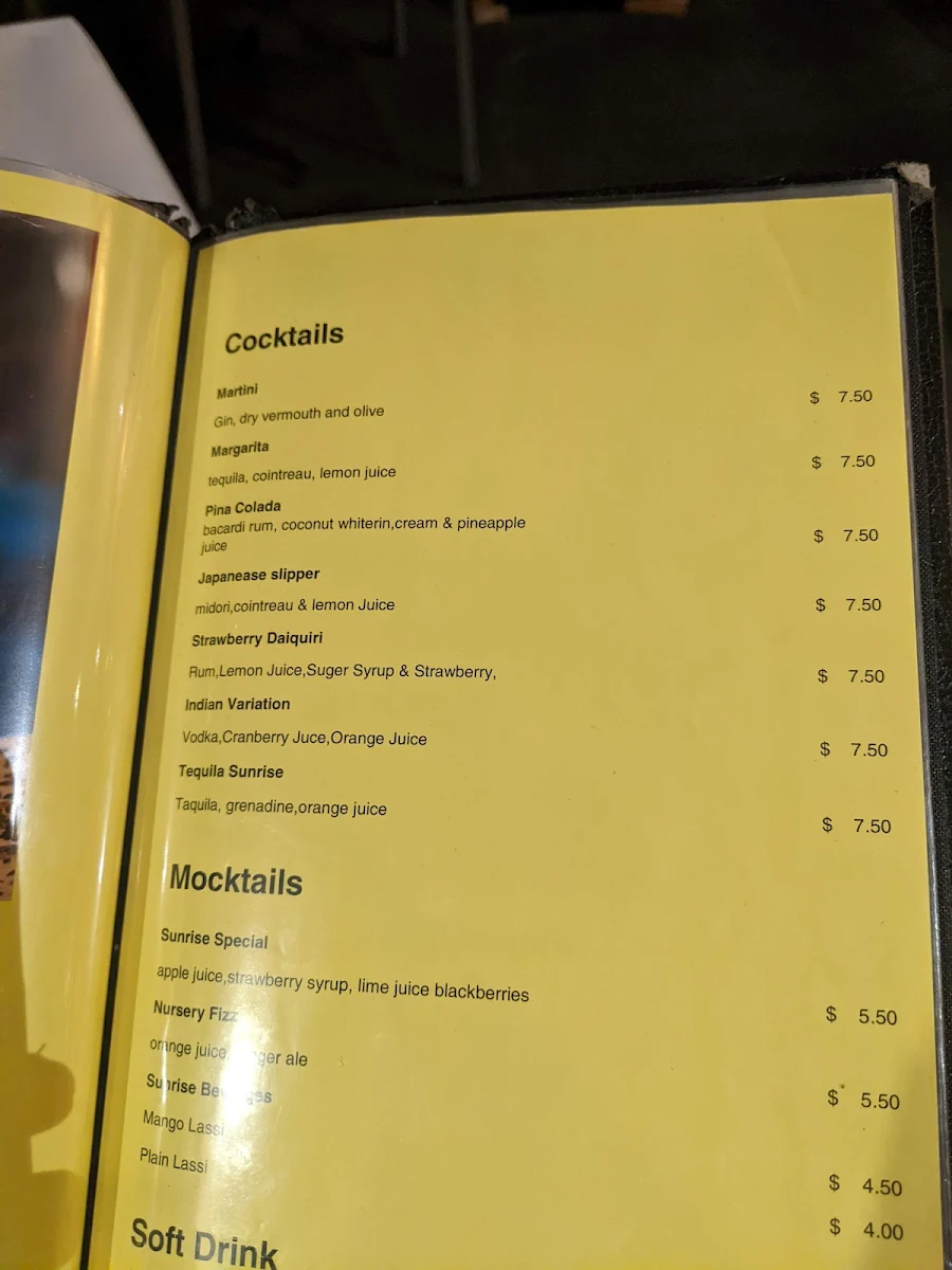 Menu, Sunrise