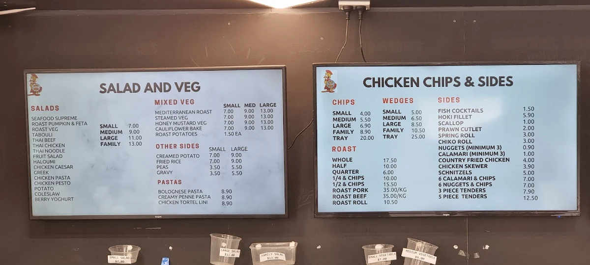 Menu, Caesars Chicken