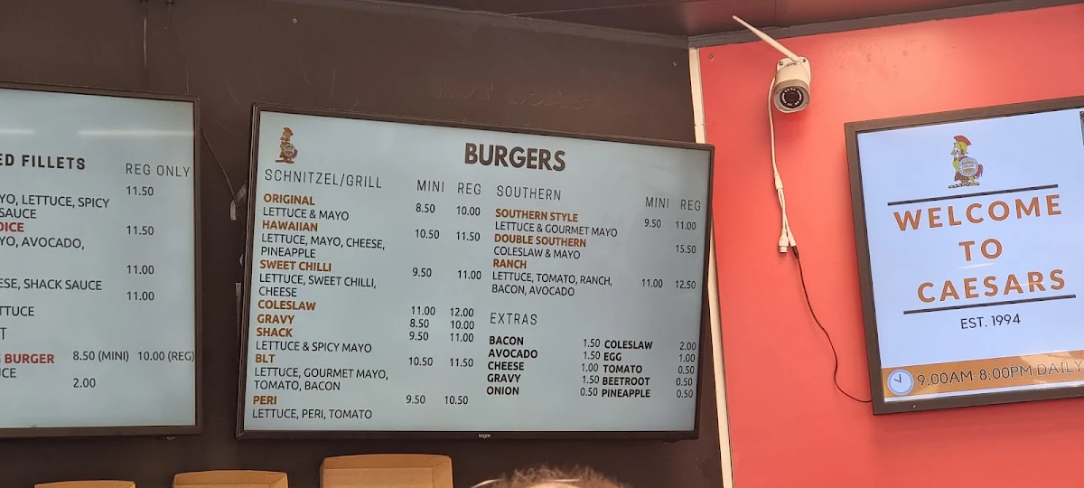 Menu, Caesars Chicken