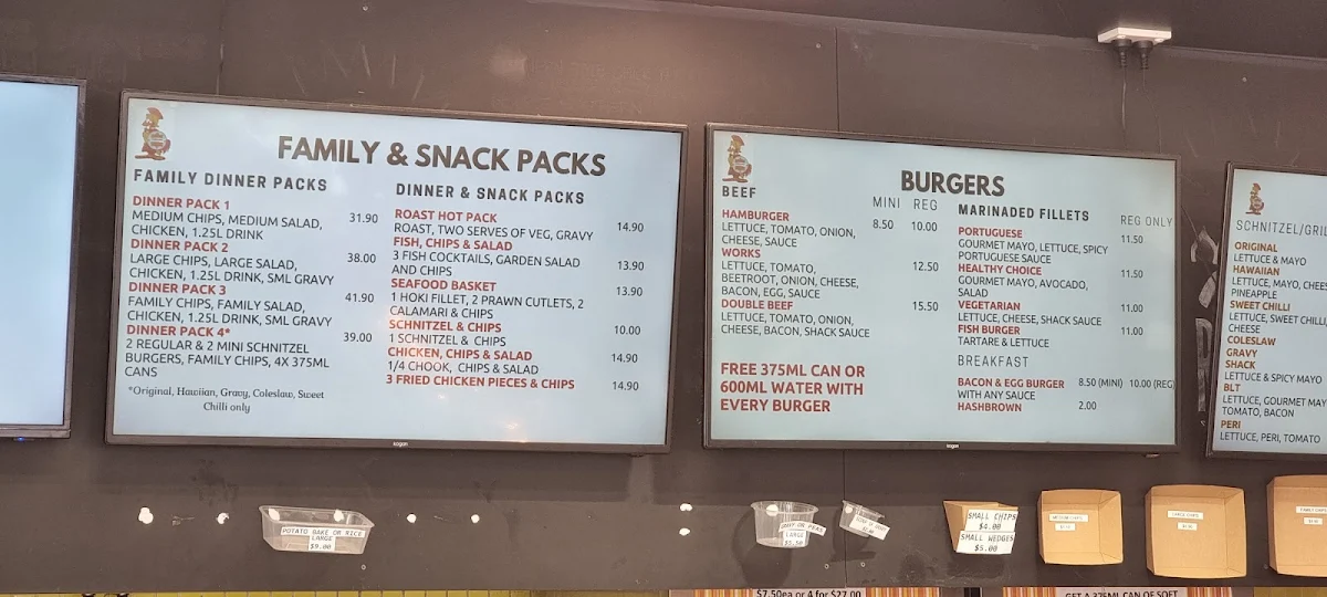 Menu, Caesars Chicken