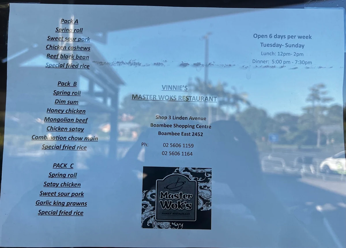 Menu, Vinnie's master wok