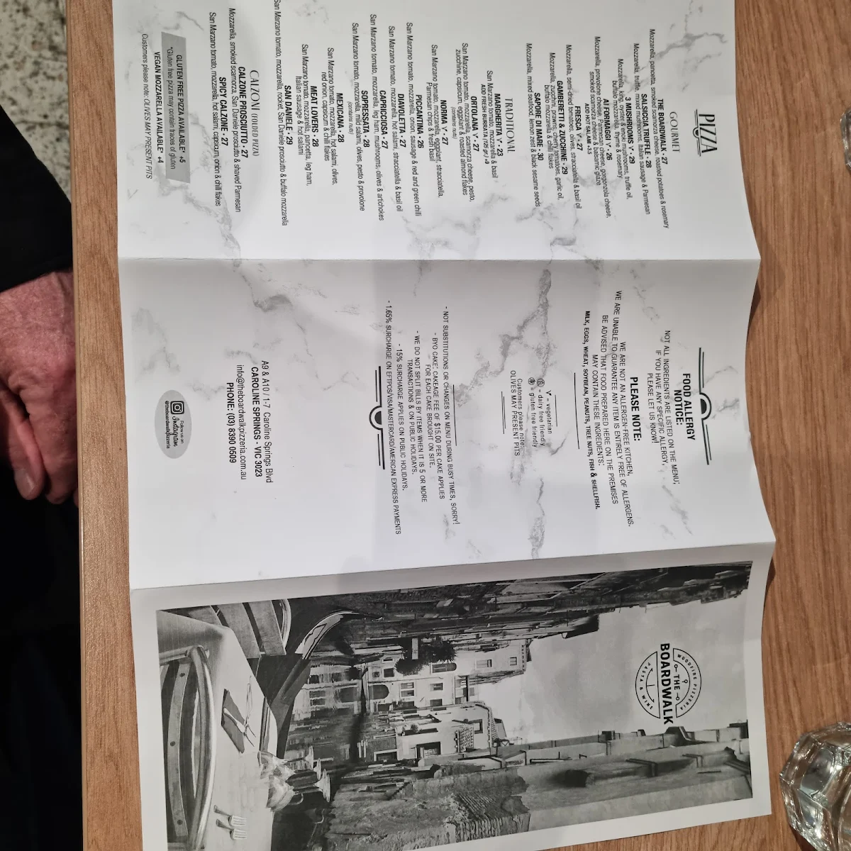 Menu, The Boardwalk Pizzeria