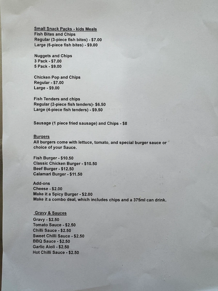 Menu, Mai Kava