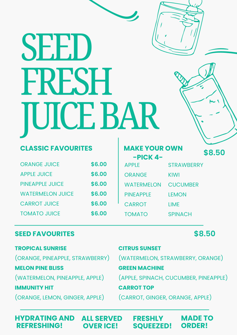 Menu, Seed Cafe & Deli