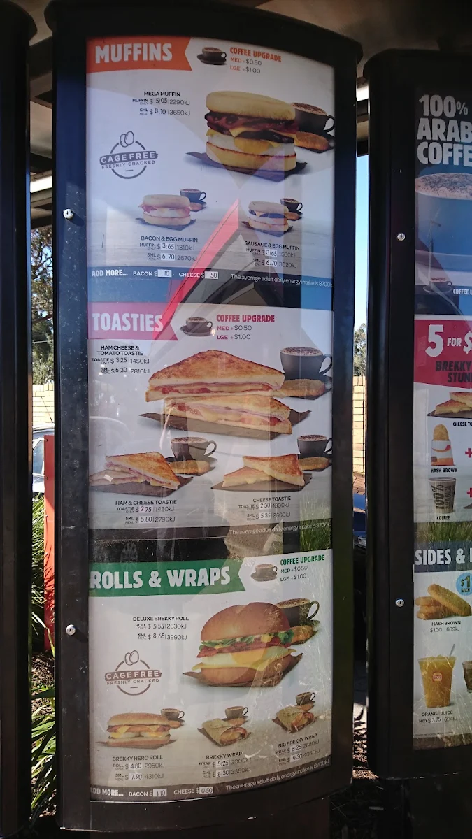 Menu, Hungry Jack's Burgers Gawler