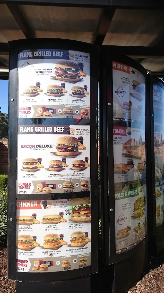 Menu, Hungry Jack's Burgers Gawler