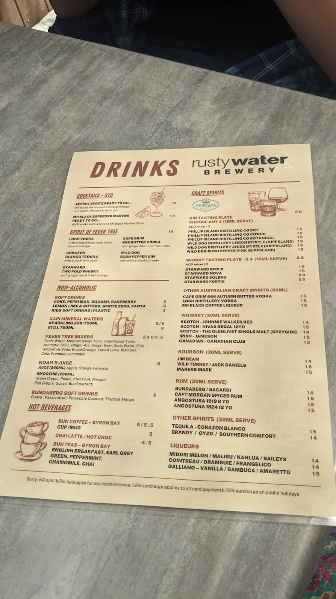 Menu, Phillip Island Brewing Co