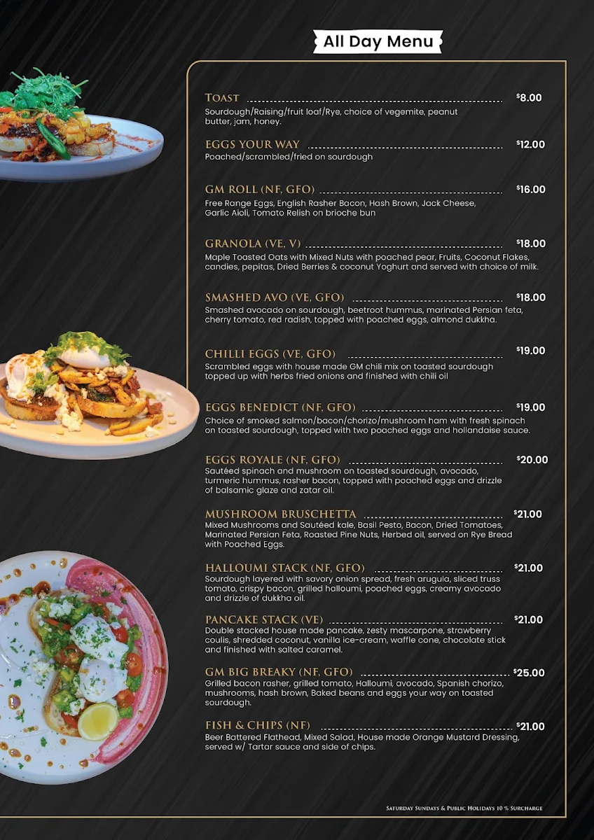 Menu, Golden Moment Cafe & Restaurant