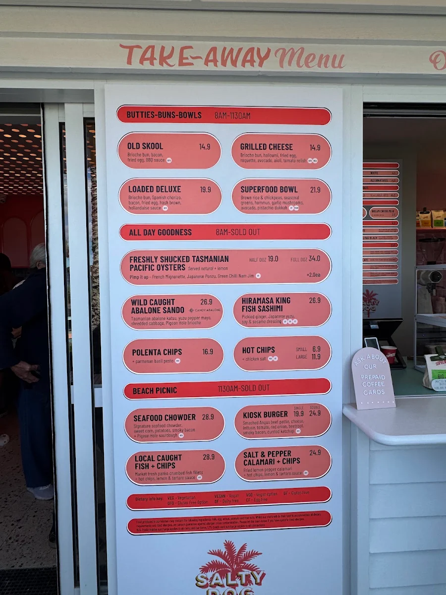 Menu, The Salty Dog Hotel