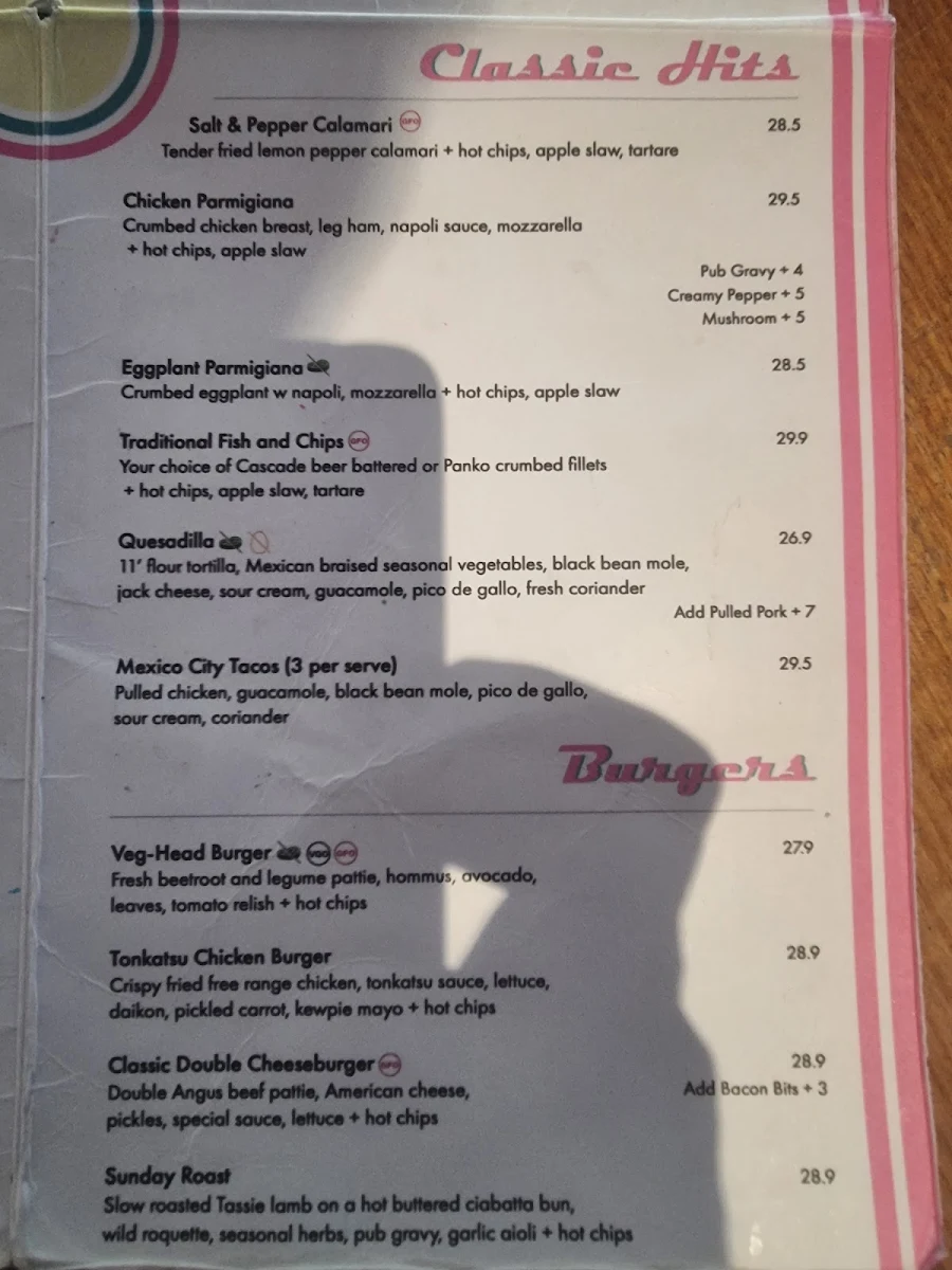 Menu, The Salty Dog Hotel