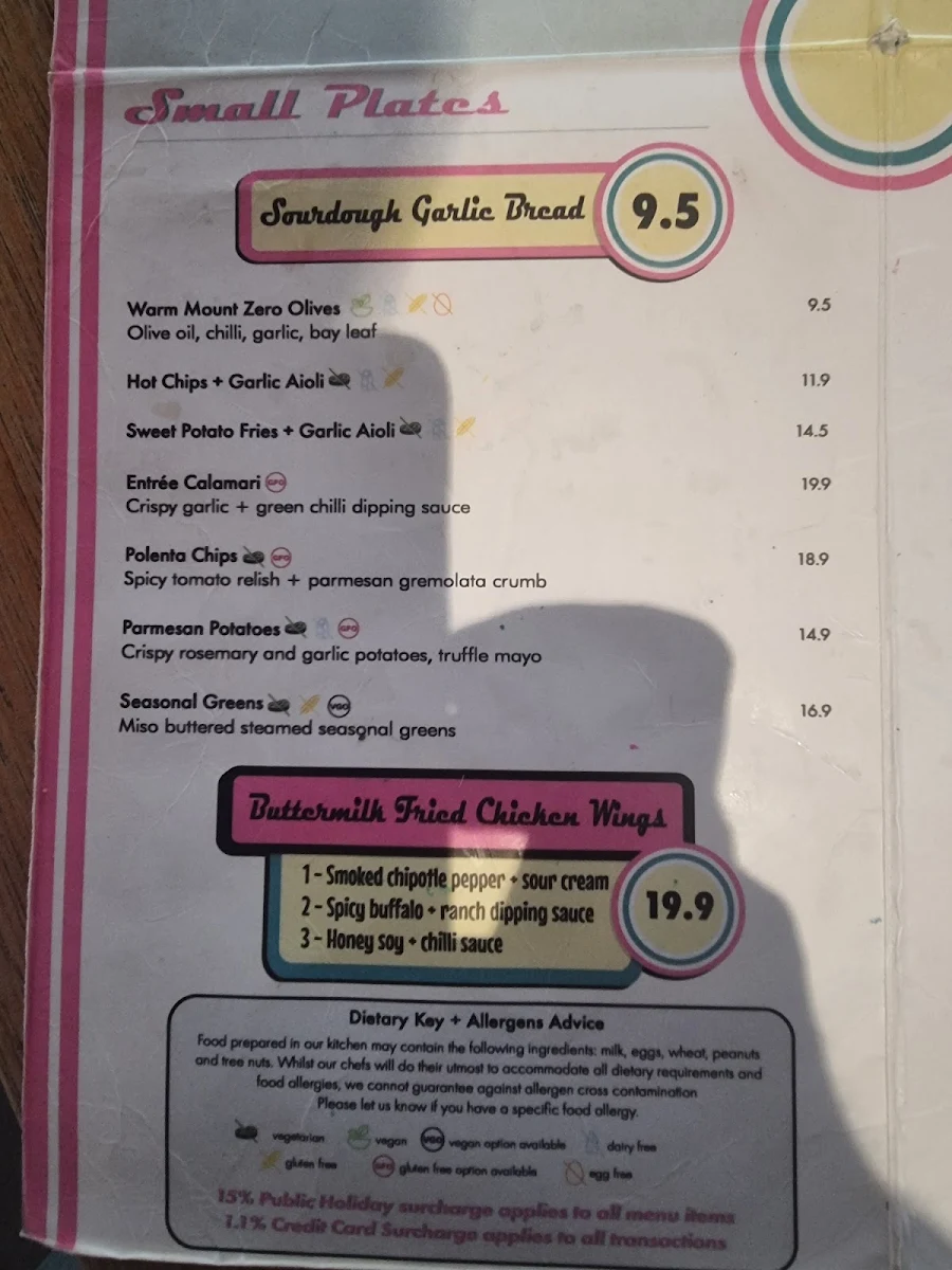 Menu, The Salty Dog Hotel