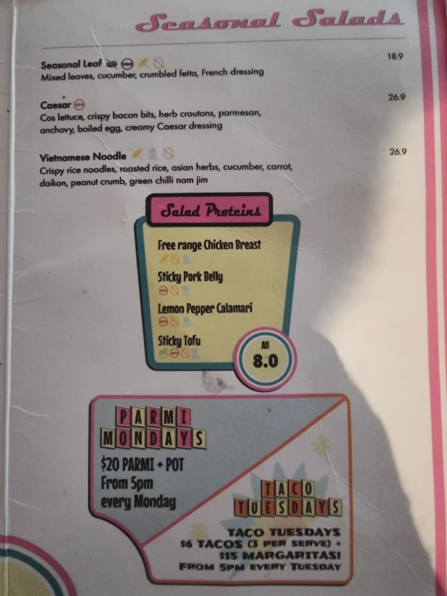 Menu, The Salty Dog Hotel