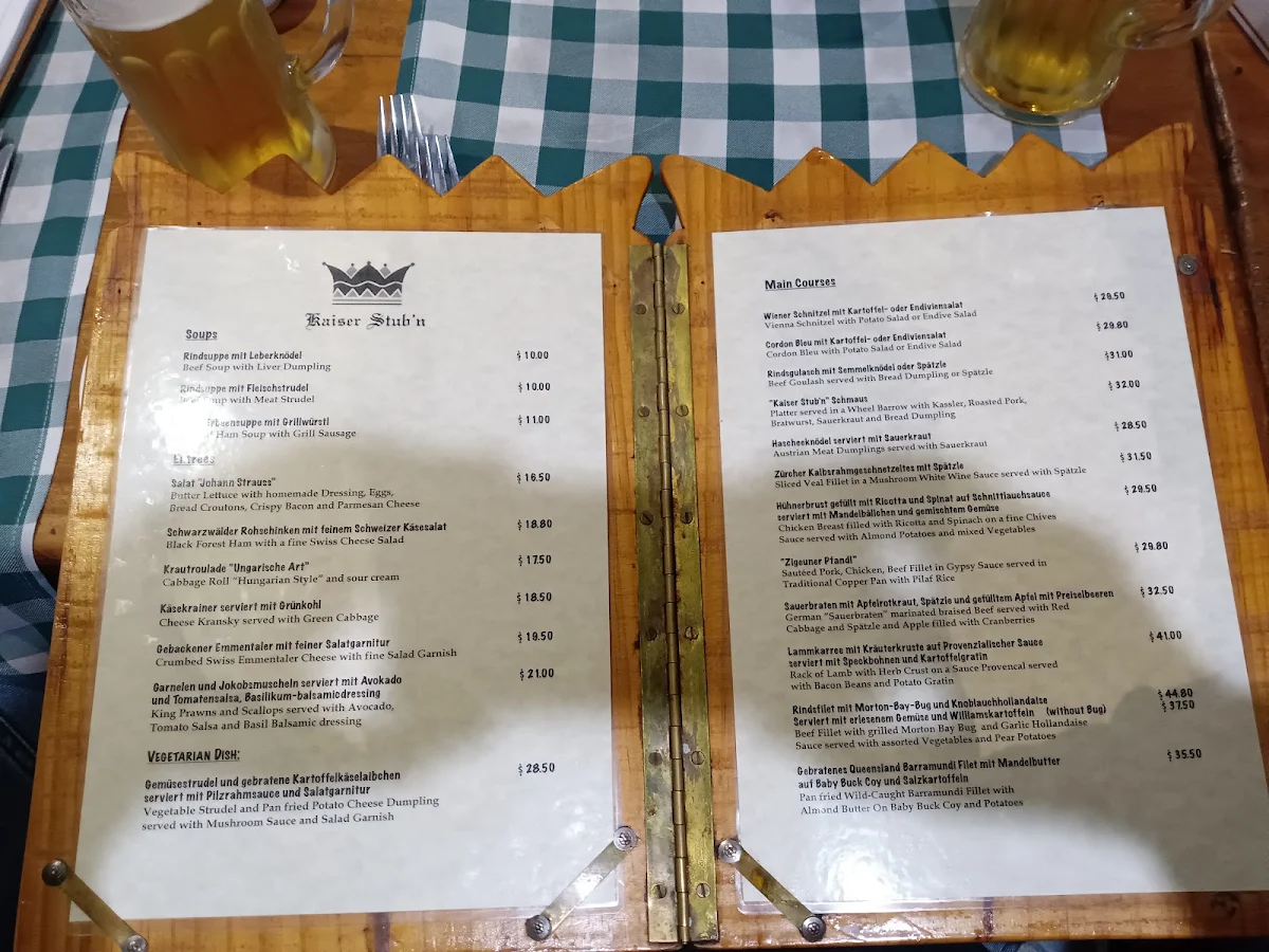 Menu, Kaiser Stubn
