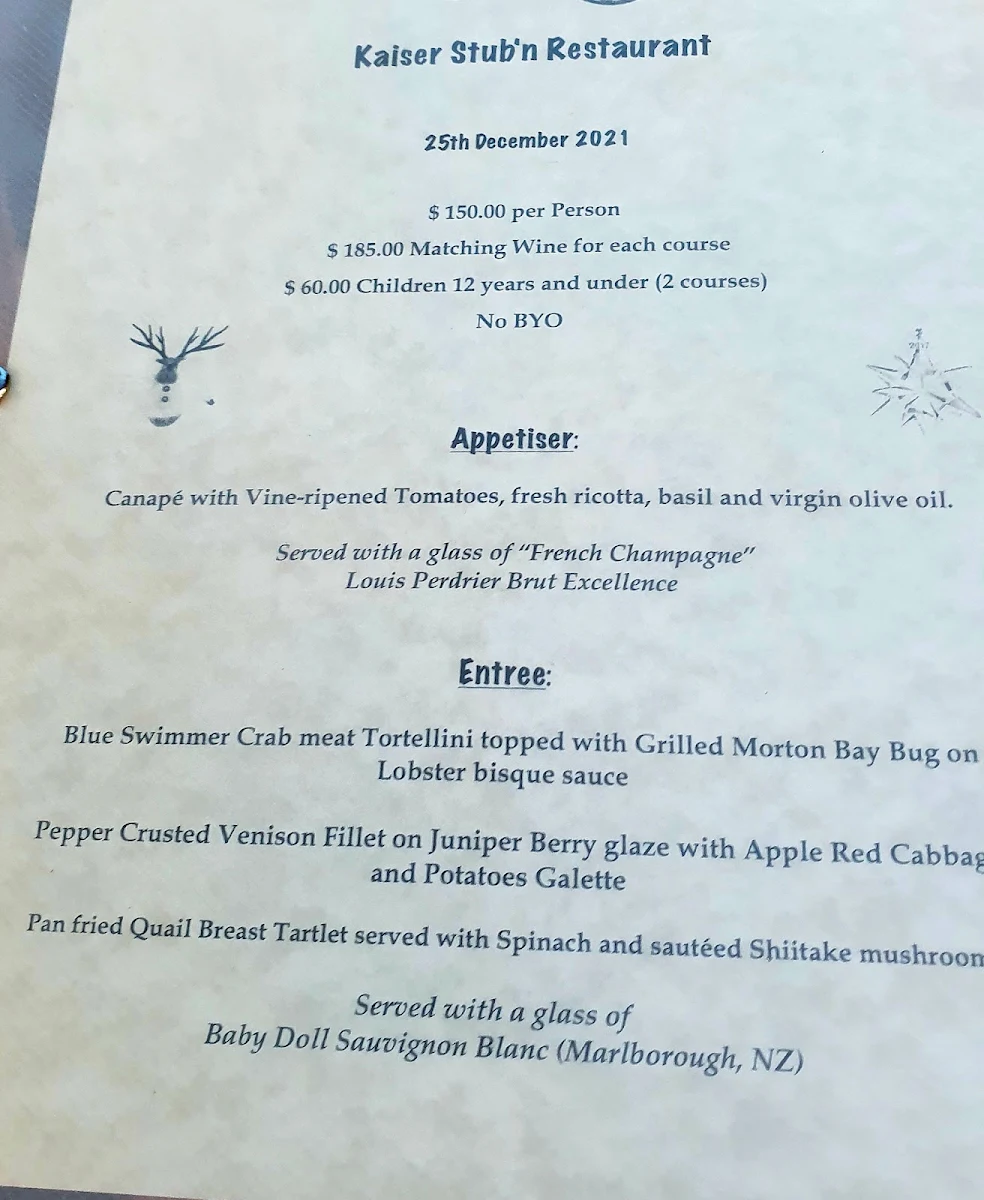 Menu, Kaiser Stubn