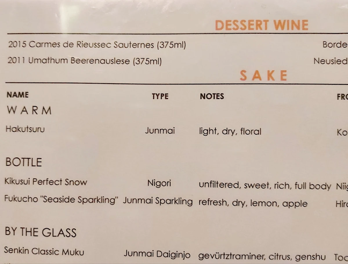 Menu, Ocha