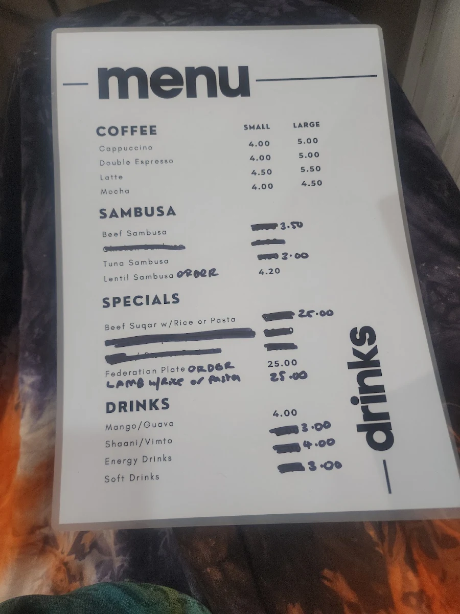 Menu, Barwaqo Restaurant