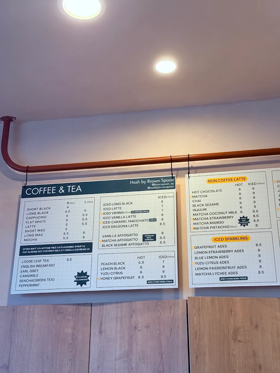 Menu, Brown Spoon Bull Creek