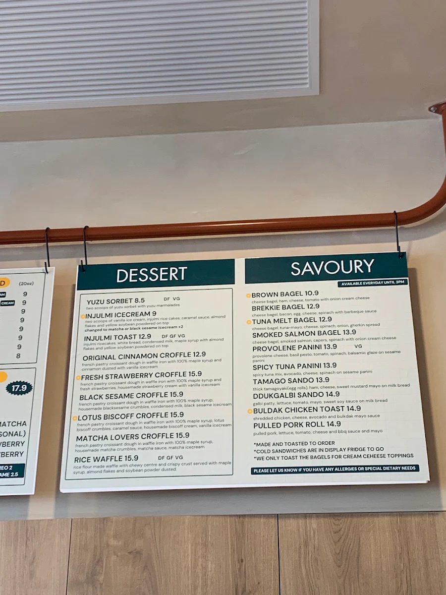 Menu, Brown Spoon Bull Creek