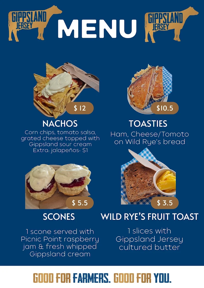 Menu, Gippsland Jersey Factory Outlet & Cafe