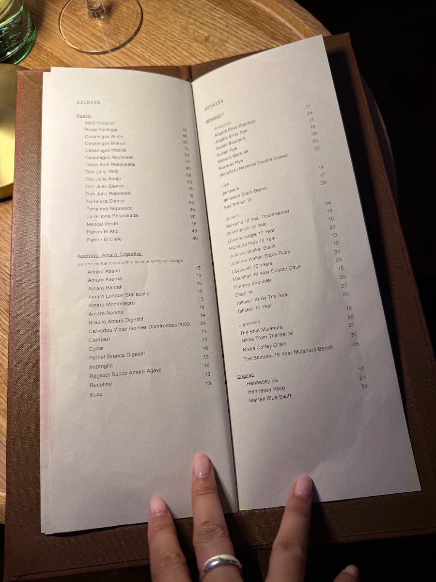 Menu, The Nixon Room