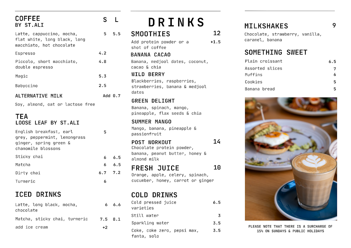 Menu, Pippa's Cafe