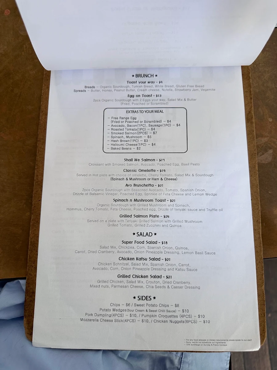 Menu, Barmuda