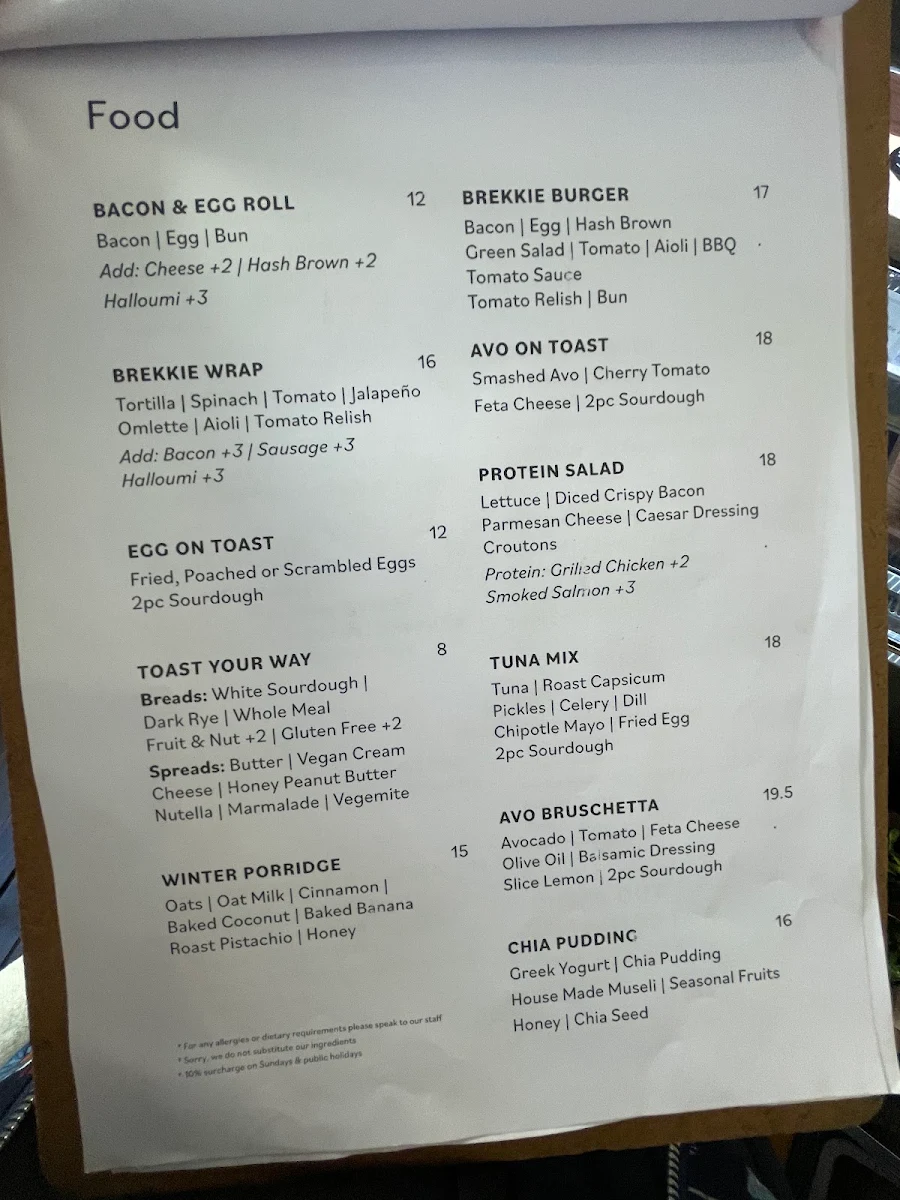 Menu, Barmuda