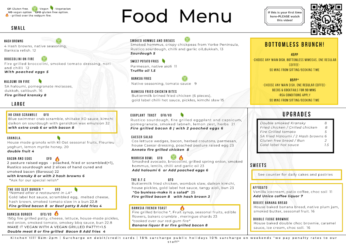 Menu, The Banksia Tree Cafe and Restaurant