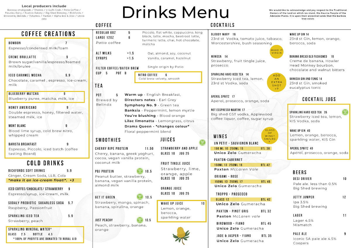 Menu, The Banksia Tree Cafe and Restaurant