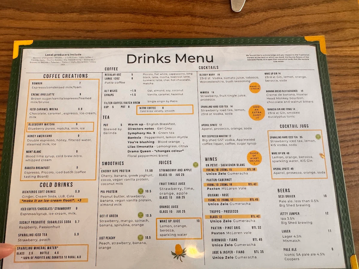 Menu, The Banksia Tree Cafe and Restaurant