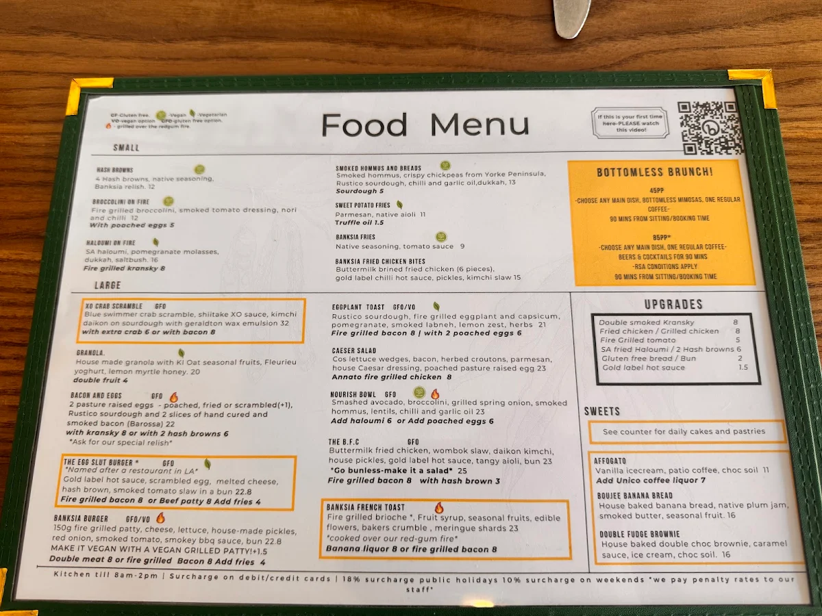 Menu, The Banksia Tree Cafe and Restaurant