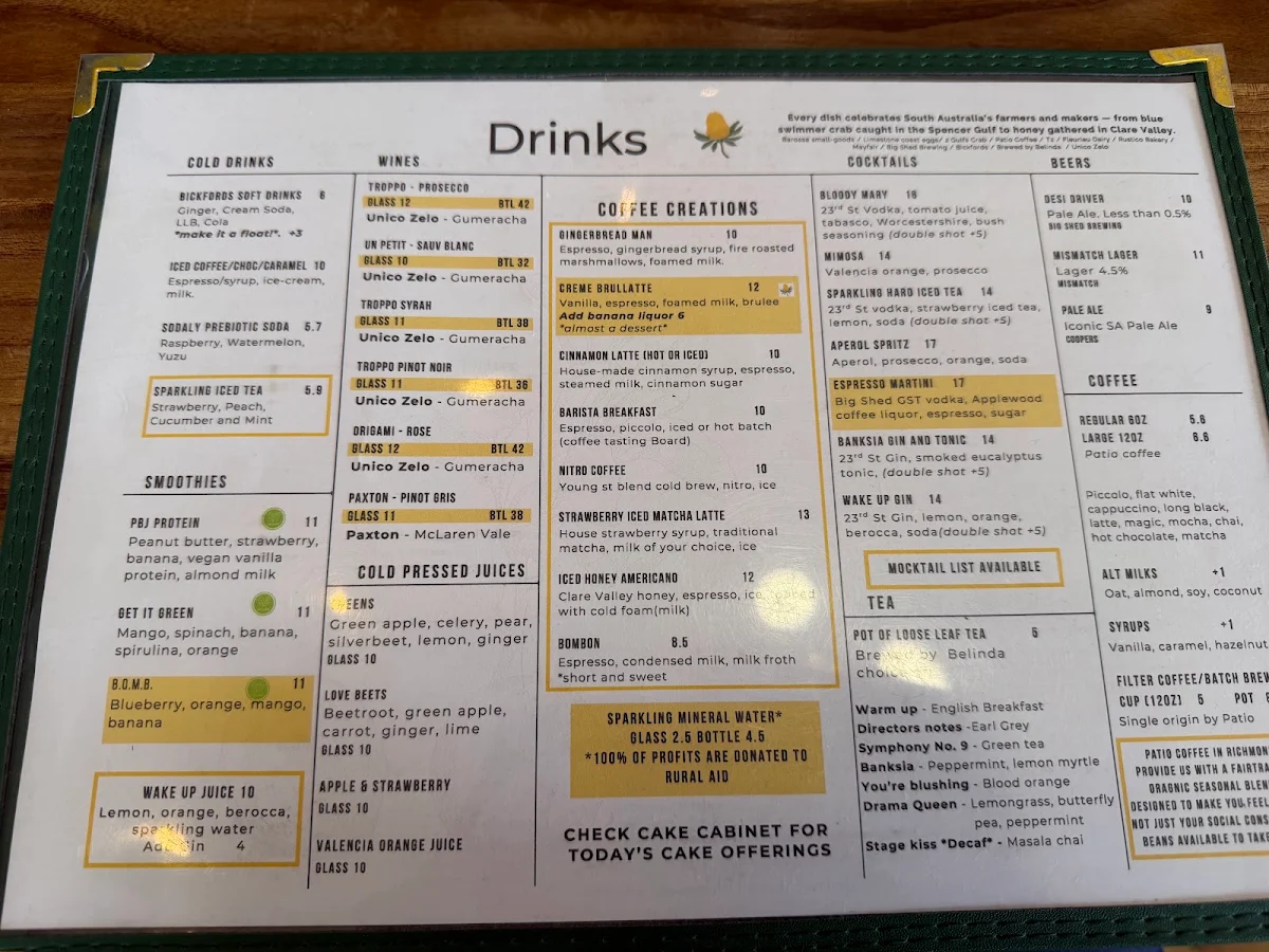 Menu, The Banksia Tree Cafe and Restaurant