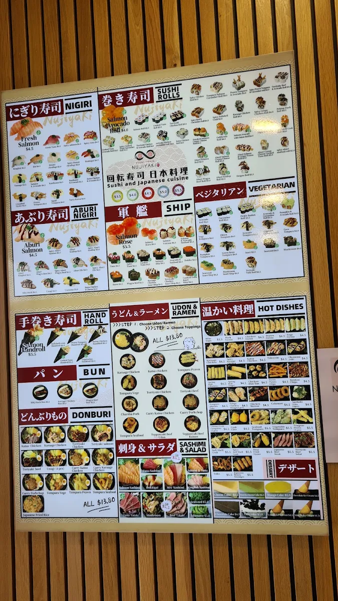 Menu, Nujiyaki Sushi Train