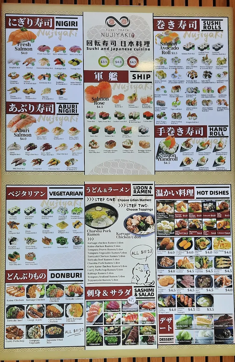 Menu, Nujiyaki Sushi Train