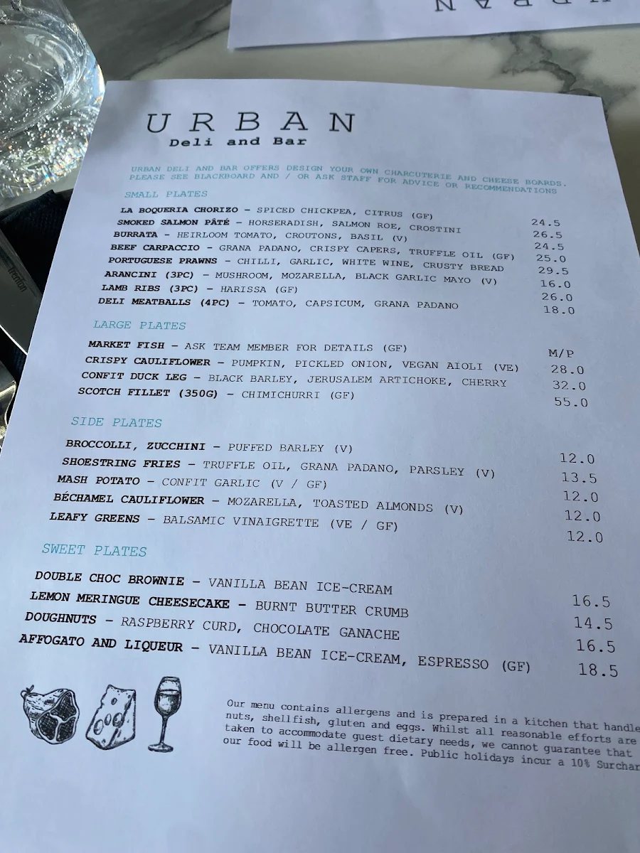 Menu, Urban Restaurant & Wine Bar