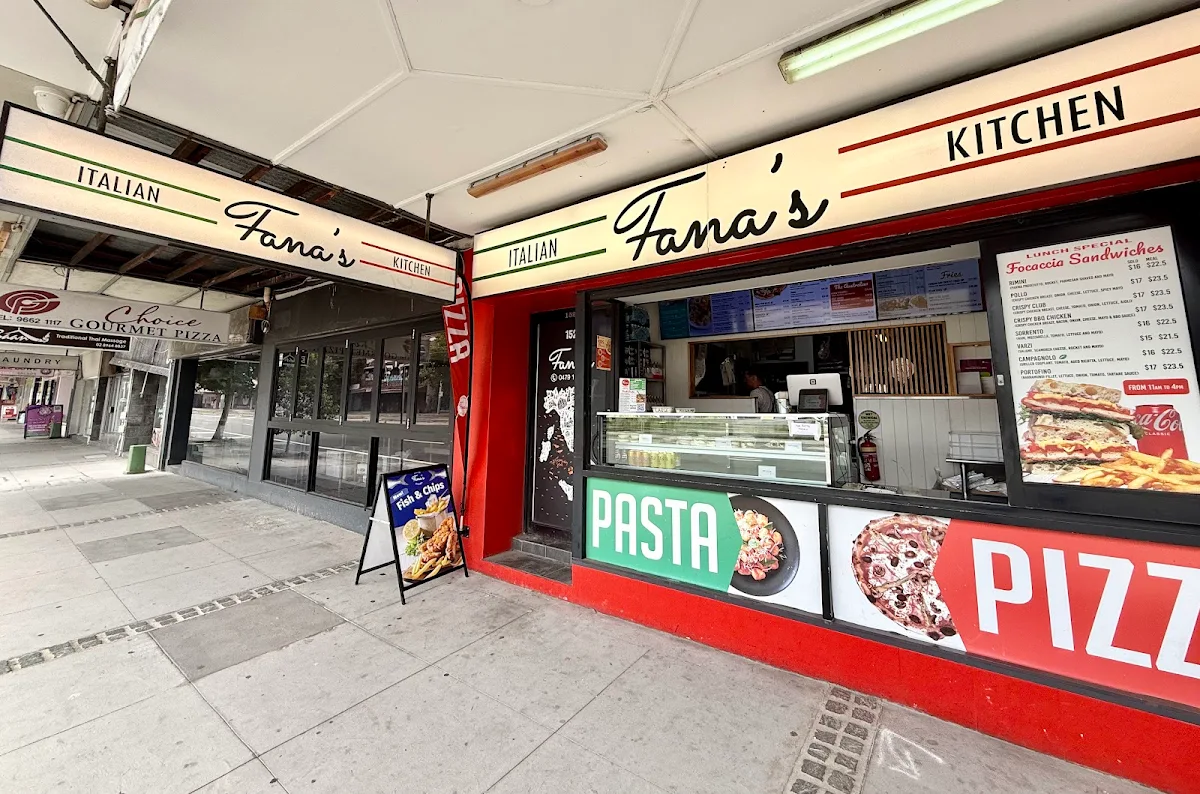 Menu, Fana's Italian Kitchen Kensington