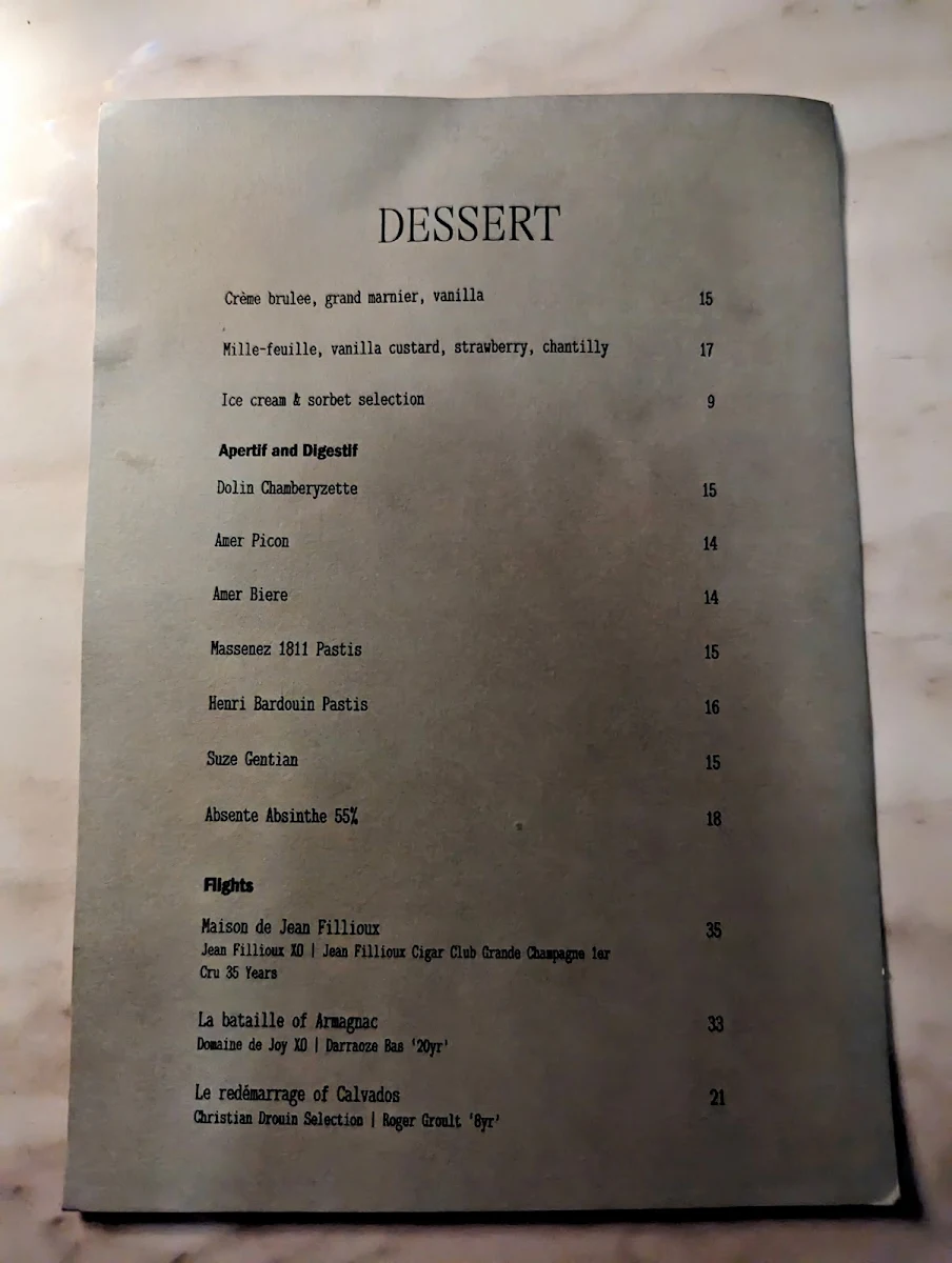 Menu, South City Wine Bar & Bistro