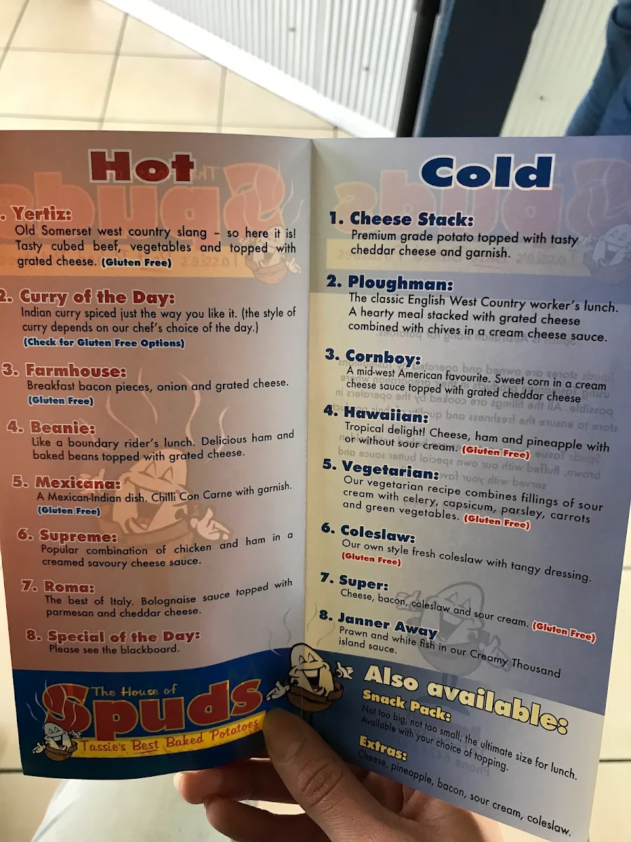 Menu, The House Of Spuds