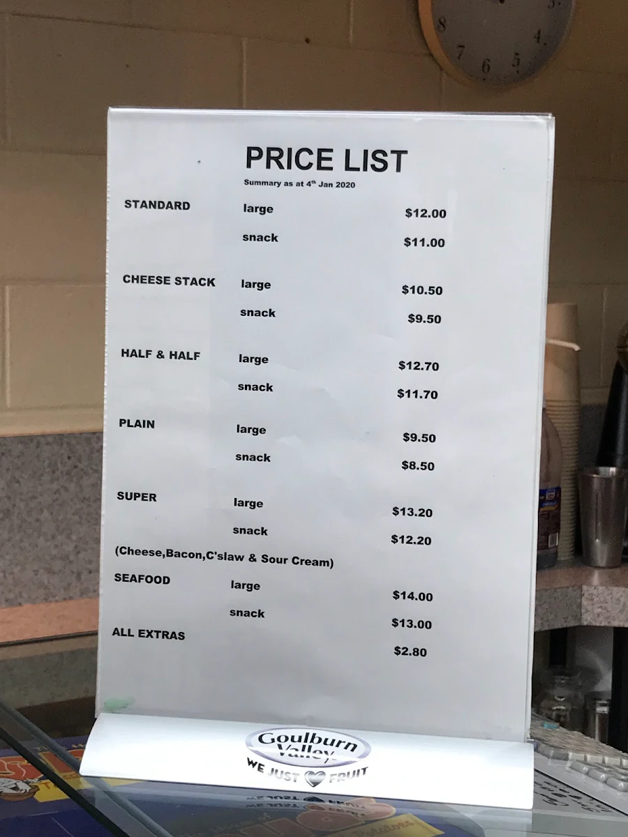 Menu, The House Of Spuds