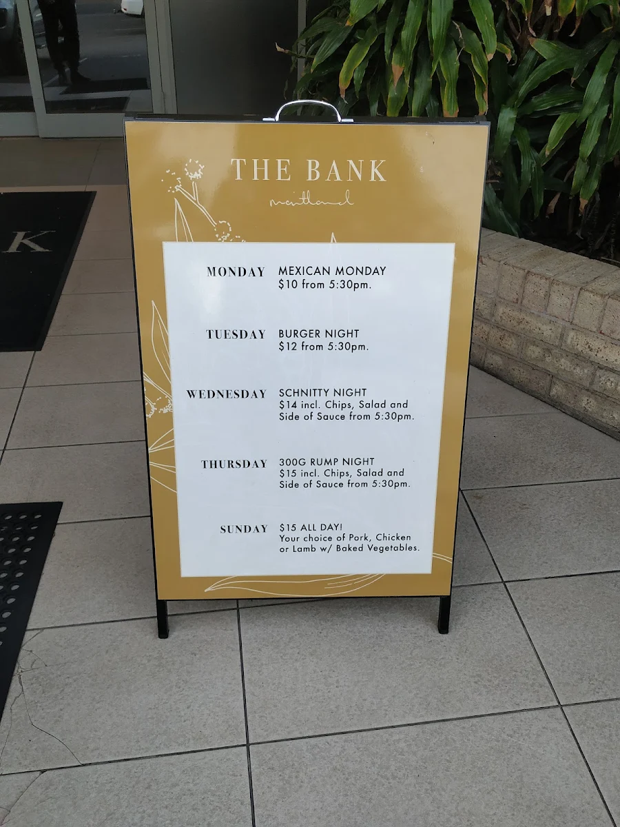 Menu, The Bank Hotel