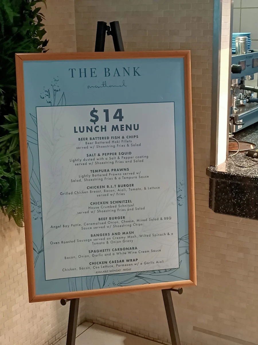 Menu, The Bank Hotel