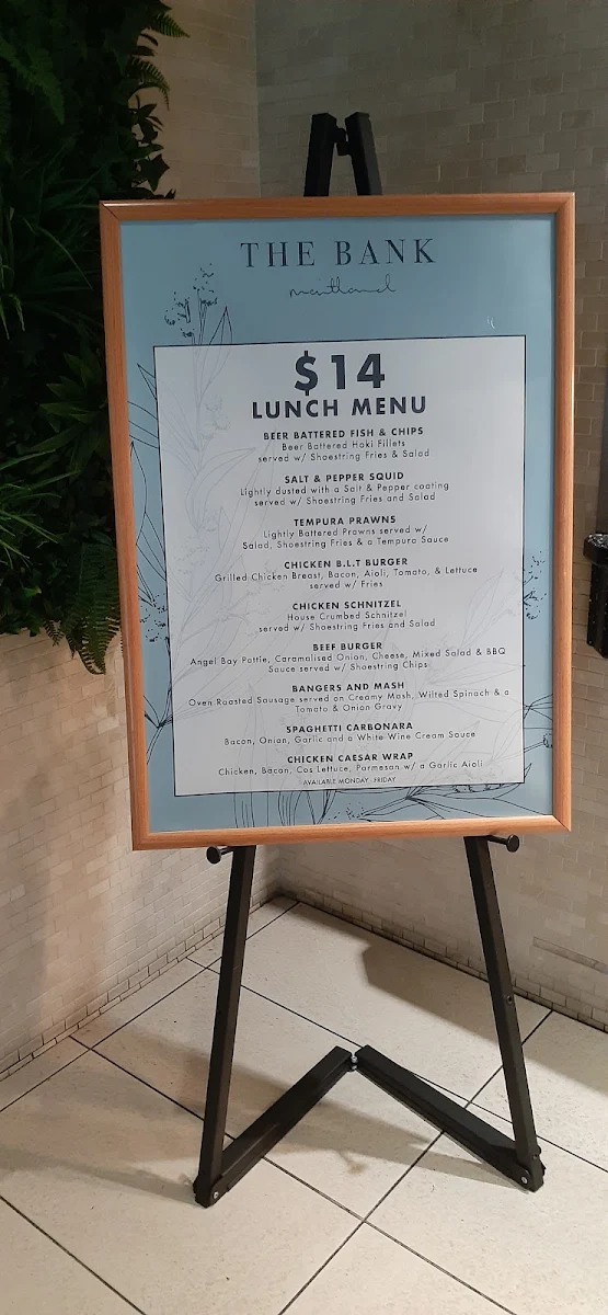 Menu, The Bank Hotel