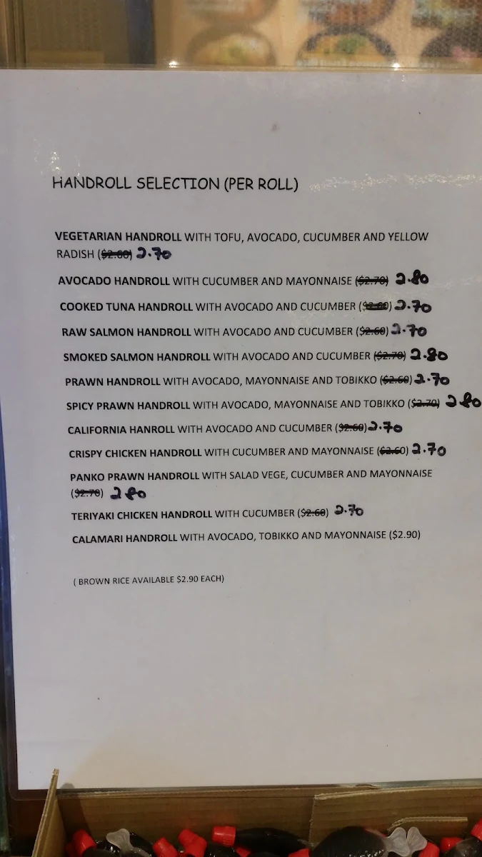 Menu, Mizu Sushi