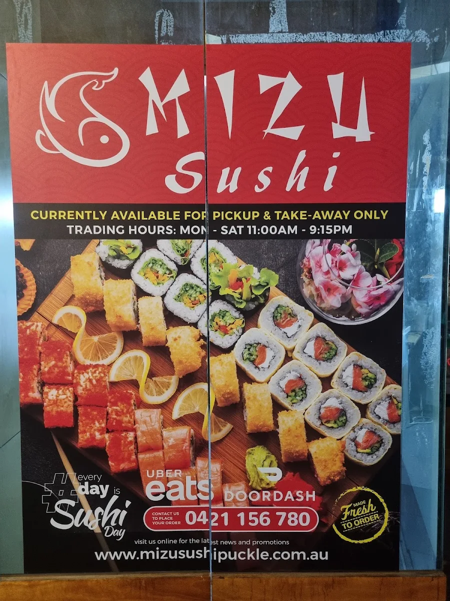 Menu, Mizu Sushi