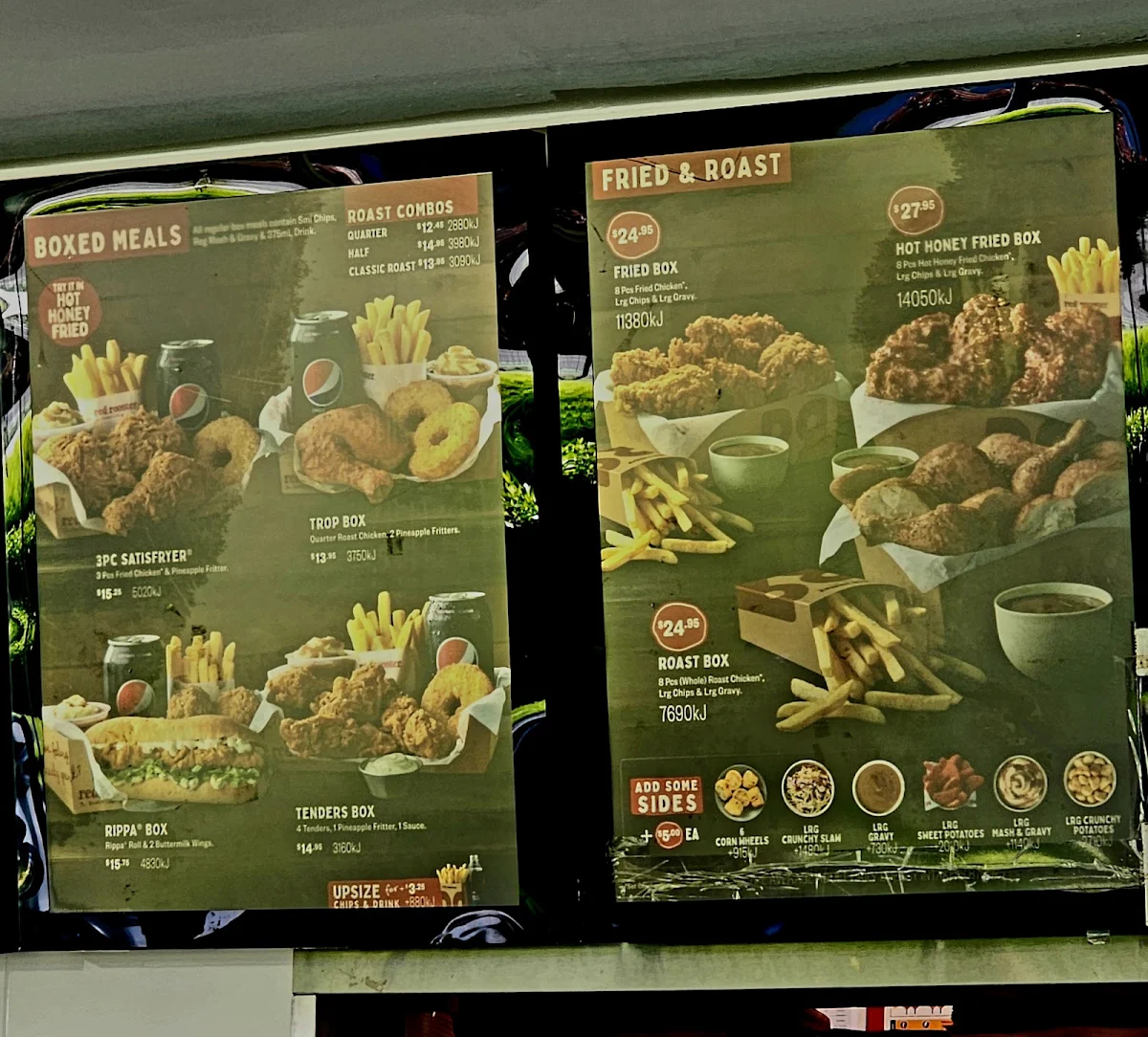 Menu, Red Rooster Raintrees