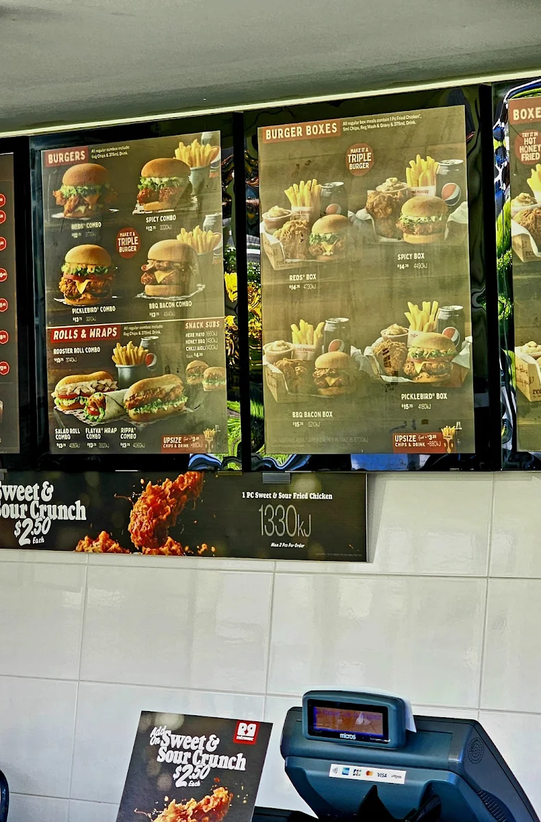 Menu, Red Rooster Raintrees