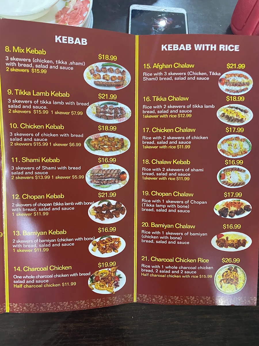 Menu, Pameer Restaurant and Bakery