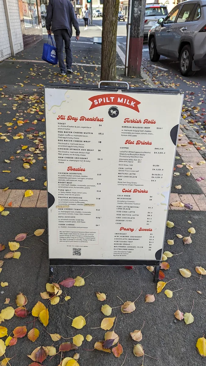 Menu, Spilt Milk